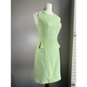Gianni Bini Green Lace Peplum Dress Women's Size 2 Sheath Cocktail Dress